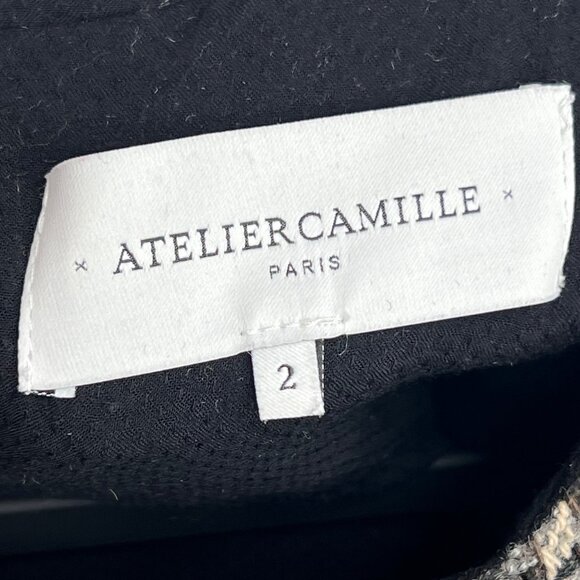 ATELIER CAMILLE 2 Houndstooth Top Black & White Long Sleeve Anthropologie - Picture 5 of 5